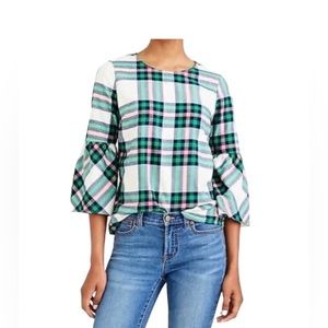 J Crew Bell Sleeve Plaid Flannel